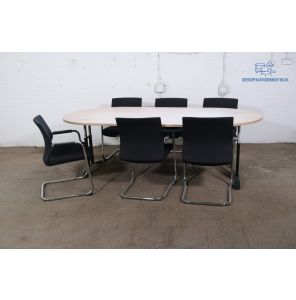 Tweedehands Robson Vergadertafel Ovaal Eiken 240x120 Zwart