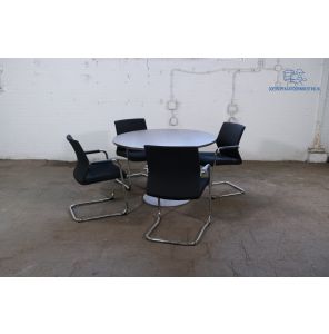Tweedehands Pedrali vergadertafel rond 120 cm antraciet eiken