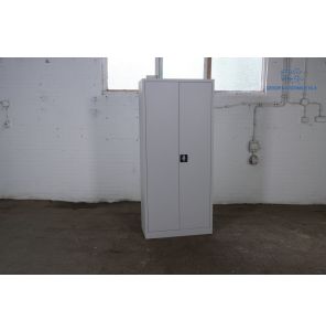 Tweedehands klapdeurkast lichtgrijs 179x80x38 cm met 4 legborden