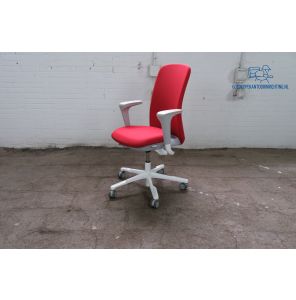 Hag | Bureaustoel | Gebruikt | Rood gestoffeerd | Lichtgrijs onderstel | BS333