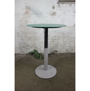 Bijzettafel | Zit-Statafel | Tweedehands | Glazen blad | Grijs frame | OT206