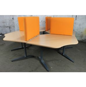 4-delige werkplek | Tweedehands | Beuken blad | Grijs frame | OT211