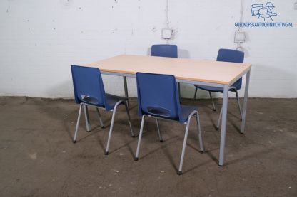 Kantinetafel | Tweedehands | Beuken blad | Zilvergrijs frame | KT307