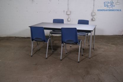 Kantinetafel | Tweedehands | Shadow dark eiken blad | Grijs frame | KT312