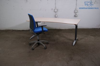 Palmberg | Cockpit | Bureau | Tweedehands | Naturel eiken blad | Grijs frame | BT496