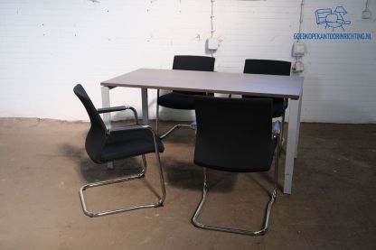 Tweedehands Vergadertafel Verstelbaar 160x80 cm Antraciet Eiken Zilvergrijs
