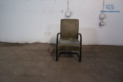 Tweedehands Luxe Vergaderstoel Groen Microvezel Sledeframe