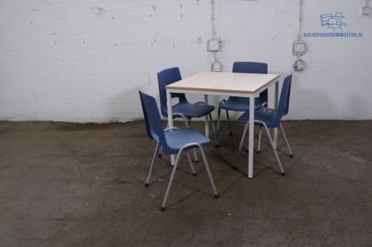 Tweedehands Bijzettafel 80x80 Ahorn Blad Wit Frame