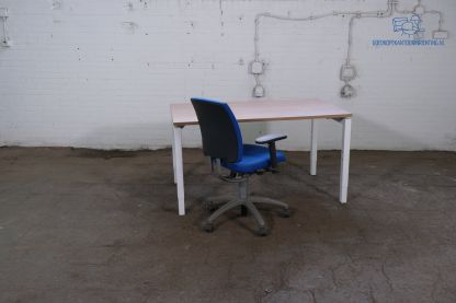 Tweedehands bureautafel beuken 140x80 cm wit frame verstelbaar